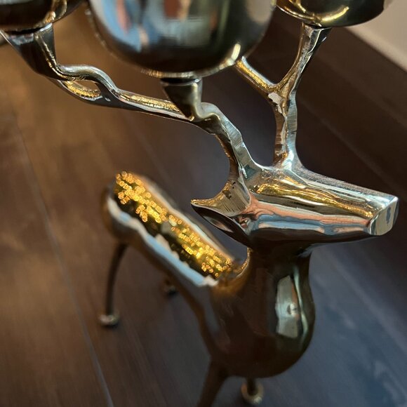 Large Vintage Brass Reindeer Elk Candelabra 8 Candle Holder” - Picture 9 of 12
